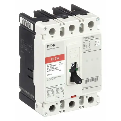 EATON Molded Case Circuit Breaker: 30 A Amps, 65kA at 240/277V AC, Fixed, ABC - FD-Frame Eaton Molded Case Circuit Breakers