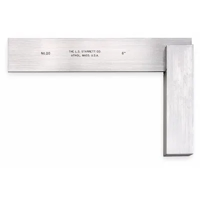 STARRETT Precision Steel Square: 90° Angle, 12 x 7 in Outside Dimensions - Machinist Precision Steel Squares
