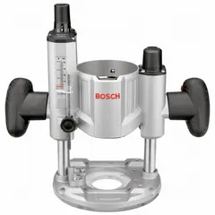 Plunge router base designed for use with the MR23EVS router. Features dual-grip handles and a single-piece construction for stable operation. Enables controlled depth adjustments for routing tasks in woodworking and cabinetry.