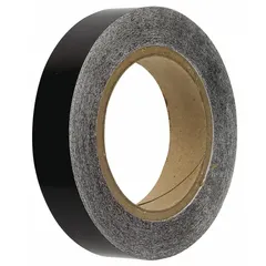 Black vinyl solid-color banding tape for pipe marking. Non-reflective, 1 inch wide by 90 feet long (1,080 inches total length). Used to identify pipe contents in industrial facilities.