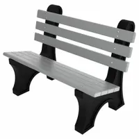 ULTRASITE Outdoor Bench: Comfort Park Avenue, 48 in Overall Lg, 33 1/2 in Overall Ht, Gray, Black (MPN PB 4GRACPAE)