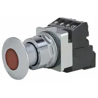 SIEMENS Mushroom Head Push Button: Illuminated, Mushroom Head Profile, Metallic, 30 mm, 1NO/1NC (MPN 52PP2E2A)