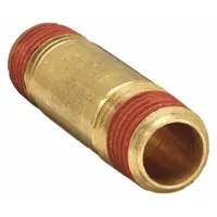 Pipe Nipple: Brass, 3/8 in Nominal Pipe Size, 3 1/2 in Overall Lg, Threaded on Both Ends, 1,000 psi (MPN VS215PNL-6-35)