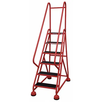 COTTERMAN Rolling Ladder: 4.5 ft Platform Ht, Partially Assembled, Steel - Steel Ultra-Stable Weight-Actuated Ladders
