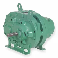 Positive displacement blower with horizontal right-hand rotation. Features a 1-inch FNPT connection and 0.2 cubic inches per revolution displacement. Used for low-pressure pneumatic conveying, aeration, and vacuum lifting in industrial material handling and wastewater treatment.