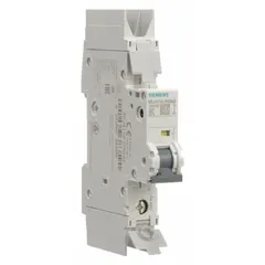 This 1-pole miniature circuit breaker is rated 10A with a C-Curve trip characteristic. It is UL489 listed for DIN rail mounting and features a screw clamp terminal connection. Suitable for AC circuits up to 277V and DC circuits up to 60V, with a maximum interrupting rating of 10kA at 277V AC. Commonly used in branch circuit protection for lighting, control panels, and HVAC equipment.