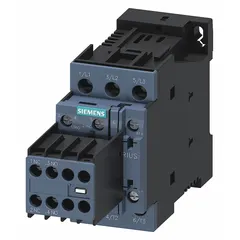 This Siemens non-reversing IEC contactor features 3 poles with 3 normally open contacts, rated at 17 A with a 24V DC coil. It is suitable for switching motors, lighting, and other industrial loads in control panels, conveyor systems, and HVAC equipment. No integrated surge suppression.