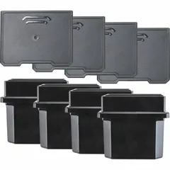 Upper bin and divider set for organizing small parts and accessories in compatible tool storage systems. Helps keep fasteners, bits, and fittings sorted and accessible.