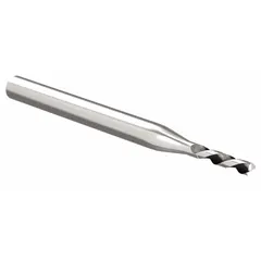 This uncoated carbide end mill features a 20 mm diameter, 40 mm length of cut, and 1 mm corner radius with 2 flutes. The corner radius strengthens the cutting edge to reduce chipping and improve surface finish. It is designed for high-speed machining of aluminum and non-ferrous materials in profiling, slotting, and contouring applications.