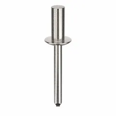 Domed-head blind rivet with 0.249-inch diameter and 1-15/16-inch overall length. Body length is 39/64 inch. Supplied in a 100-piece pack. Used for fastening materials where only one side is accessible, common in metal fabrication, automotive repair, and sheet-metal assembly.