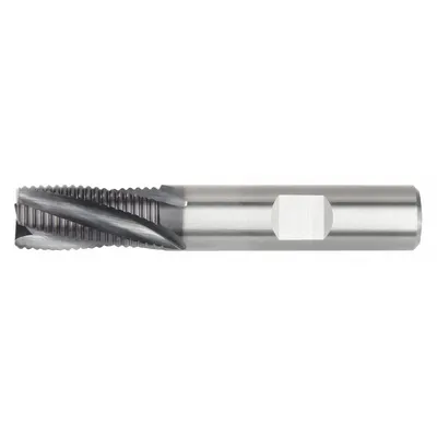 WIDIA HANITA Roughing End Mill: Carbide, AlTiN Coated, 5 Flute, Fine Pitch, 1" Mill Dia - Corner-Chamfer Carbide Roughing End Mills for Steel & Cast Iron