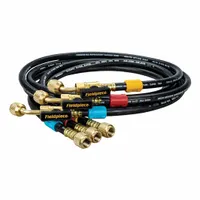 FIELDPIECE Hose Set: 5 ft Lg, 45° Angle, Black, Rubber, 3 Hoses, Ball Valve (MPN HR3BM)