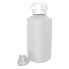 This 1 L rectangular HDPE vacuum bottle is designed for laboratory vacuum applications requiring a non-sterile, graduated container. Its wide mouth facilitates collection, storage, or transfer of liquids under vacuum. The white HDPE construction provides chemical resistance and durability for general lab use.