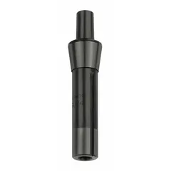 This arbor adapts a Bridgeport-taper (R8) spindle to a Jacobs-taper (JT6) drill chuck. It is used in milling machines and drill presses to mount a drill chuck for drilling operations.