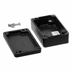 This HAMMOND enclosure measures 3 in x 2 in x 1 in and is constructed of die-cast aluminum. It uses a screw-on closure method and has no knockouts. Rated NEMA 12/13/4/4X/6/6P, it provides protection against dust, water, corrosion, and temporary submersion, suitable for indoor and outdoor applications.