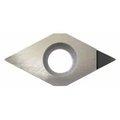 Diamond indexable turning insert for precision machining of non-ferrous materials. Used in turning, boring, and facing operations on aluminum, copper, and plastics. Provides wear resistance and consistent cutting performance for fine finishing applications.