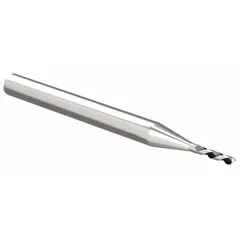 This uncoated carbide square end mill is designed for fast cutting of aluminum and non-ferrous materials. With a 2.5 mm mill diameter, 9 mm length of cut, and 2 flutes, it is suitable for slotting, profiling, and finishing operations in general machining applications.