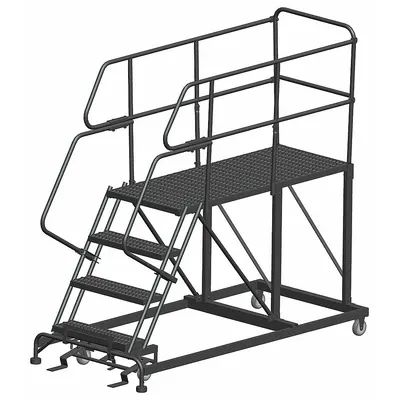 BALLYMORE Mobile Work Platform: 3.3 ft Platform Ht - Max, 36 in x 72 in, Steel - Manual-Lock Rolling Single-Access Platforms