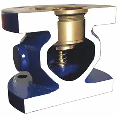 This VAL-MATIC check valve features a ductile iron globe body with an inline valve body design and Class 125 flanged ends. It is a double-disc silent check valve for 2 1/2 in pipe size, used to prevent reverse flow and reduce water hammer in piping systems. Typical applications include water, wastewater, HVAC, and industrial process lines.