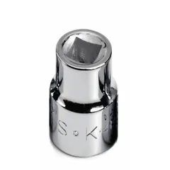 This 3/8" drive hand socket features a 4-point configuration for turning square-headed fasteners. The 1/4" socket size is suitable for set screws and pipe plugs. Chrome finish provides corrosion resistance. Standard length.