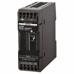 Single-phase DIN Rail mount DC power supply with rated output power of 60 W and output current of 2.5 A. Accepts input voltage range of 85 to 264 V AC. Suitable for powering control devices in industrial panels and automation systems.