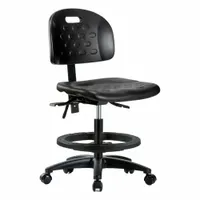 Ergonomic Chair: Polyurethane, Armless, Ht Range 19 3/4 in to 27 1/2 in, 18 in Seat Wd, 5 Casters (MPN BR-HPMBCH-RG-T0-A0-BF-RC-BLK)