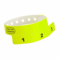 ID Wristband: Stubs Void If Detached, 10 in Overall Lg, 3/4 in Overall Wd, Vinyl, Yellow, 500 PK (MPN VC3-02)
