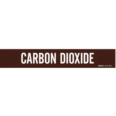 BRADY Pipe Marker: Carbon Dioxide, Brown, White, Fits 2 1/2 to 7 7/8 in Pipe O.D. - Carbon Dioxide Adhesive Pipe Markers