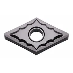 This diamond indexable turning insert is designed for precision finishing of non-ferrous materials such as aluminum alloys and plastics. It is commonly used in machining operations requiring fine surface finishes and close tolerances.