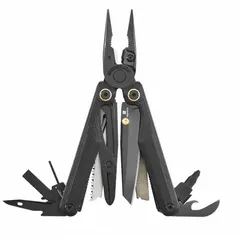 Full-size fold-open multi-tool with 17 tools and 17 functions, including pliers and a bottle opener. Stainless steel construction with Garolite handles. Closed length 4 in. Suitable for cutting, gripping, and general utility tasks in maintenance and repair applications.