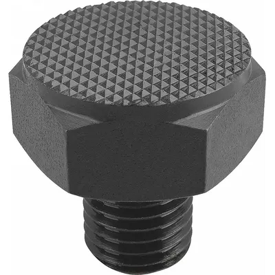KIPP Positioning Foot w/Serrated Face: External Threads, Serrated, Steel, M12 Thread Size - Positioning Feet with Serrated Face