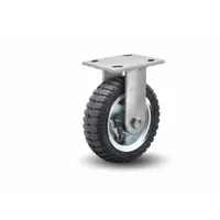 ALBION Plate Caster: Rigid, 8 in Wheel Dia., 2 1/2 in Wheel Wd, 9 1/2 in Mounting Ht, Slot, Rubber (MPN 16SF08427R)