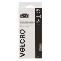 Pre-cut hook-and-loop strip made of polyester. Measures 4 inches in length and 1 inch in width. Gray color. Used for fastening cables, panels, signage, and lightweight components in industrial, commercial, and DIY applications.