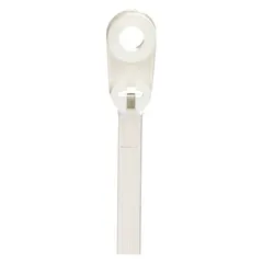 Natural nylon screw mount cable tie with #10 mounting hole for permanent attachment to panels or strut channels. Secures wire bundles up to 1-3/4 in diameter. Pack of 100.
