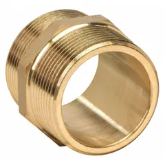 This brass rigid adapter connects fire hose equipment to standpipe or hydrant outlets. It features male NPT to male NPSH threads, size 1 in x 1 in, in a straight configuration. Suitable for use in fire protection systems requiring a secure link between standard pipe threads and fire hose couplings.
