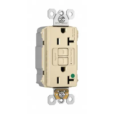 LEGRAND PLUGTAIL: Hospital Grade, Duplex, 5-20R, Ivory, GFCI, 125V AC, 20 A - General Purpose Receptacles