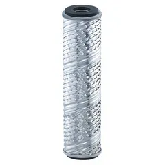 Pleated water filter cartridge with ETP Steel filter media. Rated at 10 micron with a flow rate of 7 gpm. Overall height of 19 3/4 inches. Suitable for industrial water filtration, process water, cooling systems, and general liquid filtration.