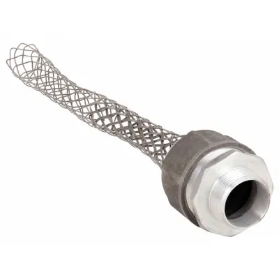 HUBBELL WIRING DEVICE-KELLEMS Liquid Tight Cord Connector with Strain Relief: Straight, Aluminum - Straight Metallic Cord Grips with Mesh