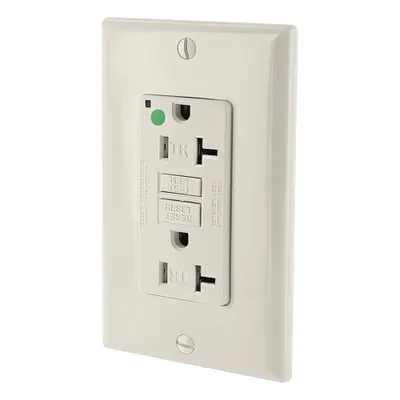LEVITON GFI Receptacle: Hospital Grade Fed. Spec., Decorator Duplex, 5-20R, Light Almond - General Purpose Receptacles