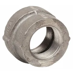 Threaded x Threaded, Class 125, straight pipe fitting for connecting 2 in to 1 1/2 in pipes in low-pressure plumbing, HVAC, and process piping systems. Rated 175 psi @ 150° F.