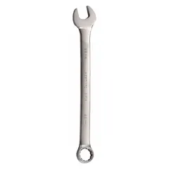 This metric combination wrench features a 29 mm 12-point box end and an open end, both with a satin finish. The offset design provides knuckle clearance for use on fasteners in tight spaces. Overall length is 16 1/4 inches. Suitable for tightening or loosening metric hex bolts and nuts in industrial maintenance, automotive repair, and machinery assembly.