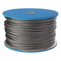 This galvanized-steel wire rope features a 7x19 construction for flexibility and strength. With a working load limit of 840 lb and an overall length of 250 ft, it is suited for lifting, rigging, and pulling applications in industrial settings. Plain ends and a silver finish complete the design