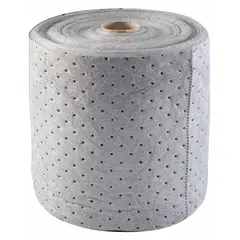 This CONDOR sorbent roll is a polypropylene bale measuring 150 ft in length and 15 in in width. It is used for absorbing industrial spills, leaks, and drips in maintenance, machining, and fluid-handling areas. The roll provides a high-absorption surface for oil, water, and chemical cleanup across plant floors and workspaces.