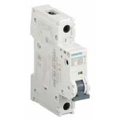 This 1-pole miniature circuit breaker features a B-Curve trip characteristic for overcurrent protection. Rated 10A, it is suitable for 240V AC and 60V DC circuits with a maximum interrupting rating of 14kA at 240V AC. The screw clamp terminals facilitate secure wiring in DIN rail-mounted applications such as control panels, HVAC equipment, and machinery.