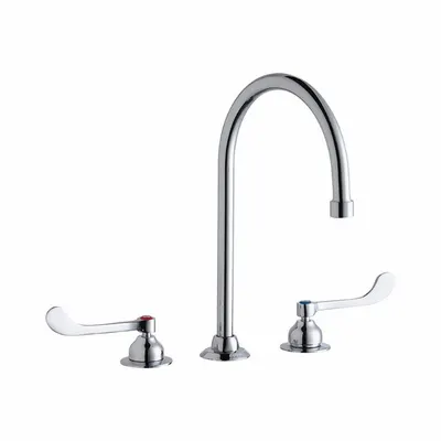 ELKAY Handle-Operated Faucet: Elkay, Brass, Centerset, Deck, 3 Mounting Holes - Centerset Kitchen Faucets