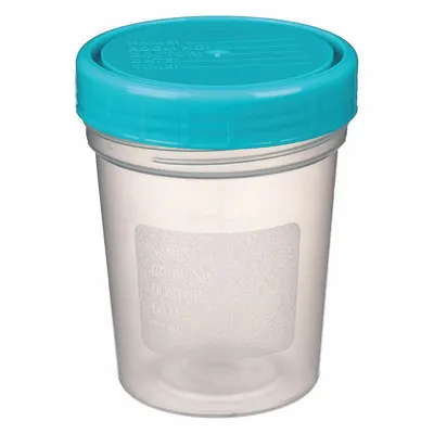 OEM Nonsterile Specimen Container, 118 mL, Wide Mouth, Blue Closure - Nonsterile Medical Specimen Containers