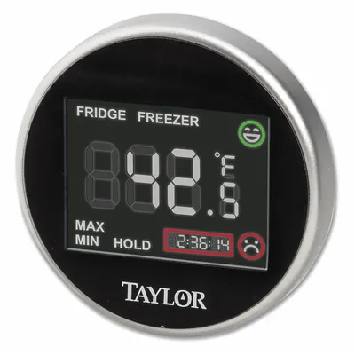 TAYLOR 1445 Refrigerator/Freezer Thermometer, LCD, Stainless Steel, ±2°F - Refrigerator & Freezer Thermometers