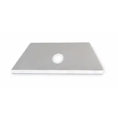 Steel replacement blades with straight edge and standard tip. Each blade measures 11/16 in width and 0.028 in thickness. Suitable for cutting cardboard, plastic strapping, and light packaging materials in industrial and warehouse settings. Pack of 10.