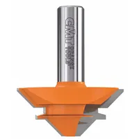 This carbide-tipped router bit with two flutes and a 2-inch cutter diameter is designed for creating interlocking drawer joints and decorative lock profiles in woodworking. It is commonly used in cabinetmaking, furniture production, and joinery for precise connections in hardwood and softwood