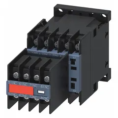 This Siemens control relay features a 4 normally open and 4 normally closed contact configuration rated at 10 A with a 120V AC coil voltage. It is designed for both DIN-rail and surface mounting, providing flexibility for installation in control panels. Typical applications include switching and isolation in industrial automation, motor control centers, and general-purpose control logic.